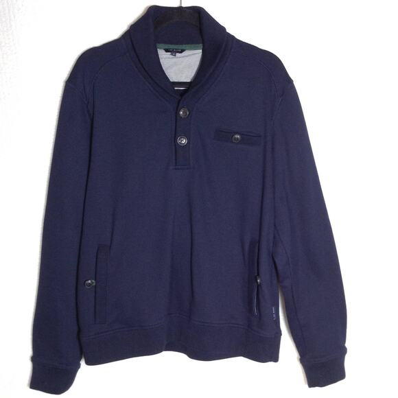 Ted Baker London Size 5 (XL) Pullover Preppy Sweater Navy Blue High Collar - Picture 1 of 12